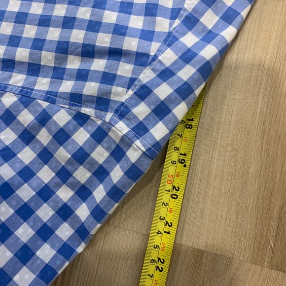 Robert Graham Men's Short Sleeve Large Button up shirt blue and white checkered - Picture 6 of 7